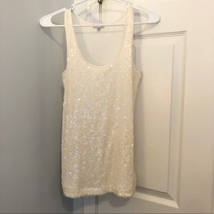 Express Ivory Sequin Tank Top